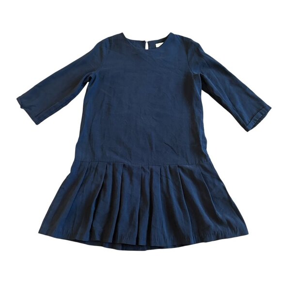 Chloe Collection Navy Blue Mini Dress 3/4 Sleeves Ruffle Pleat Size Large Womens - Picture 1 of 10